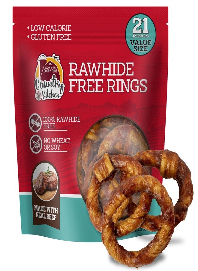 Country Kitchen Rawhide Free Rings Dog Chews, Made with Real Beef, 21 Count - Image 1